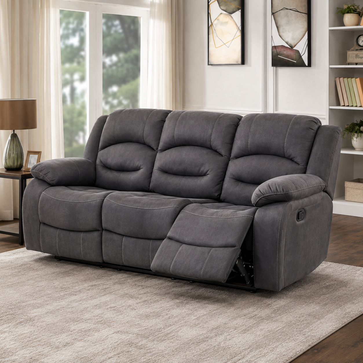 Annfield 3 Seater Fabric Manual Recliner- Slate Navy