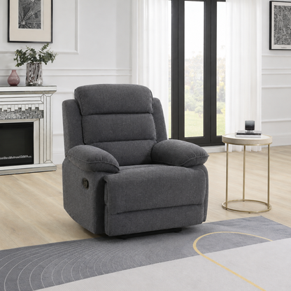 Limerick 1 Seater Fabric Recliner - Dark Grey