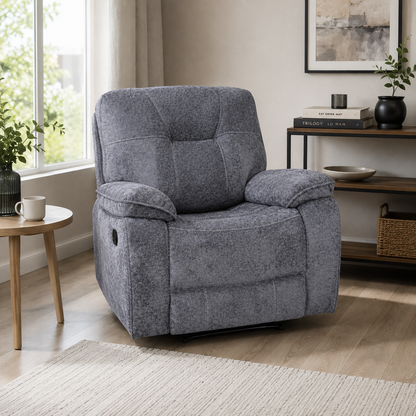 Castlegreen 1 Seater Fabric Recliner - Dark Grey