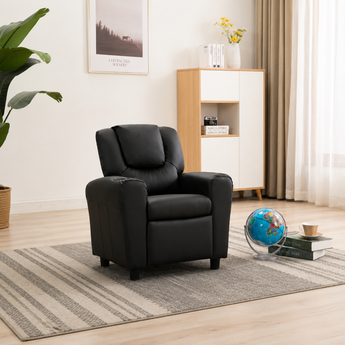 Childs Recliner with Cupholder - Black