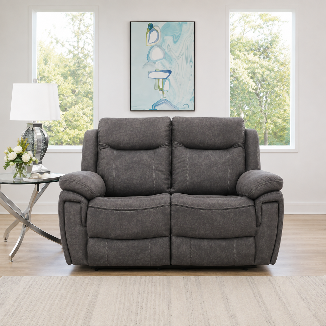 Foxlands 2 Seater Manual Recliner - Grey