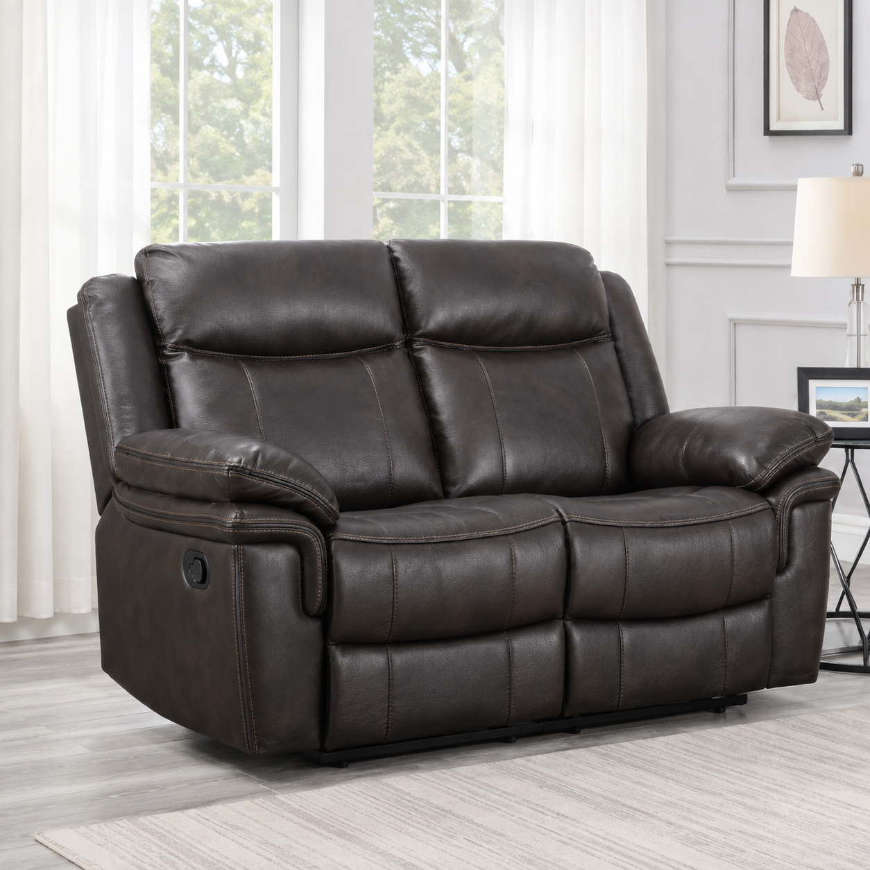 Lucan 2 Seater Manual Recliner - Grey Leatherair