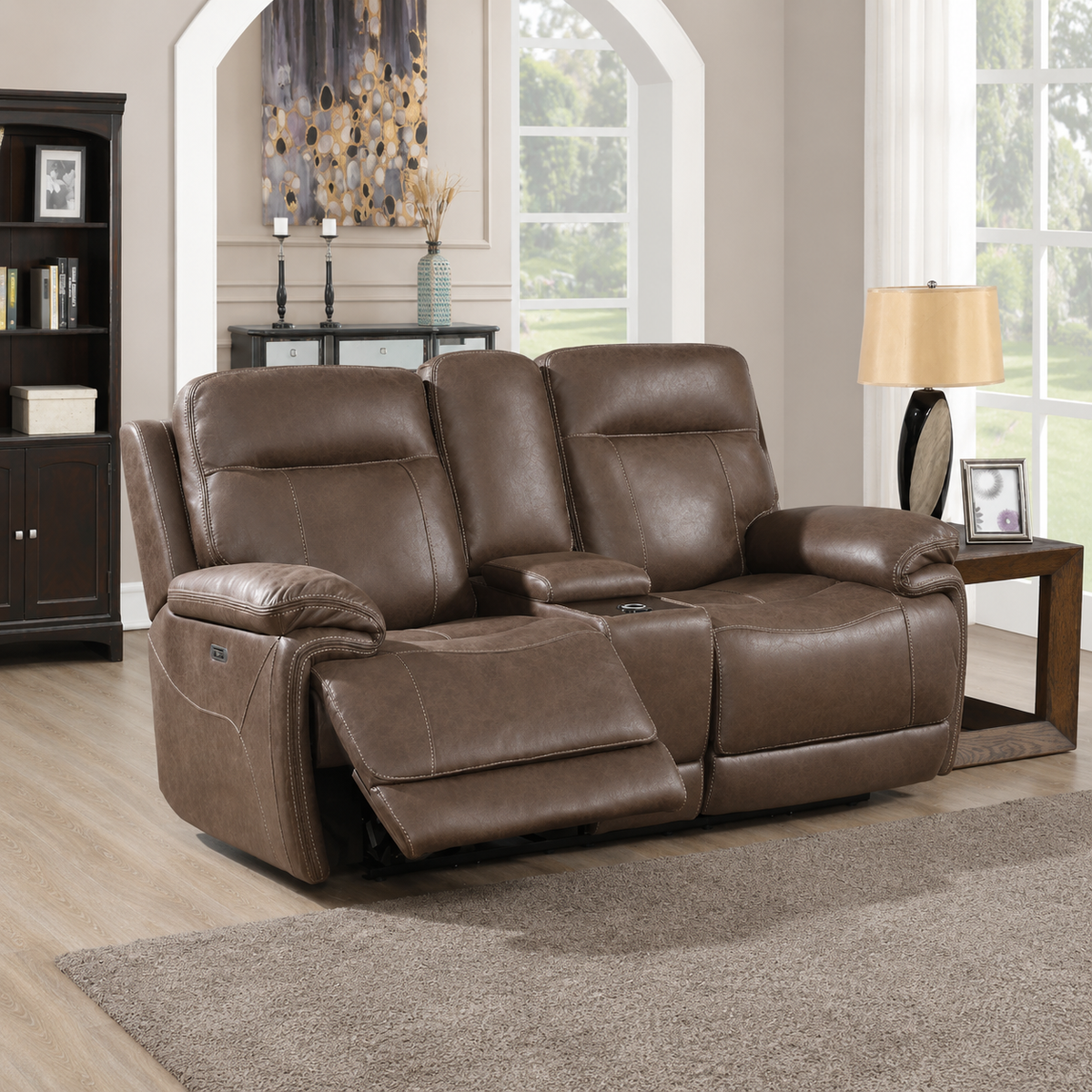 Glasgow 2 Seater Power W/ Console - Chestnut