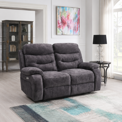 Roman 2 Seater Power Recliner - Dark Grey