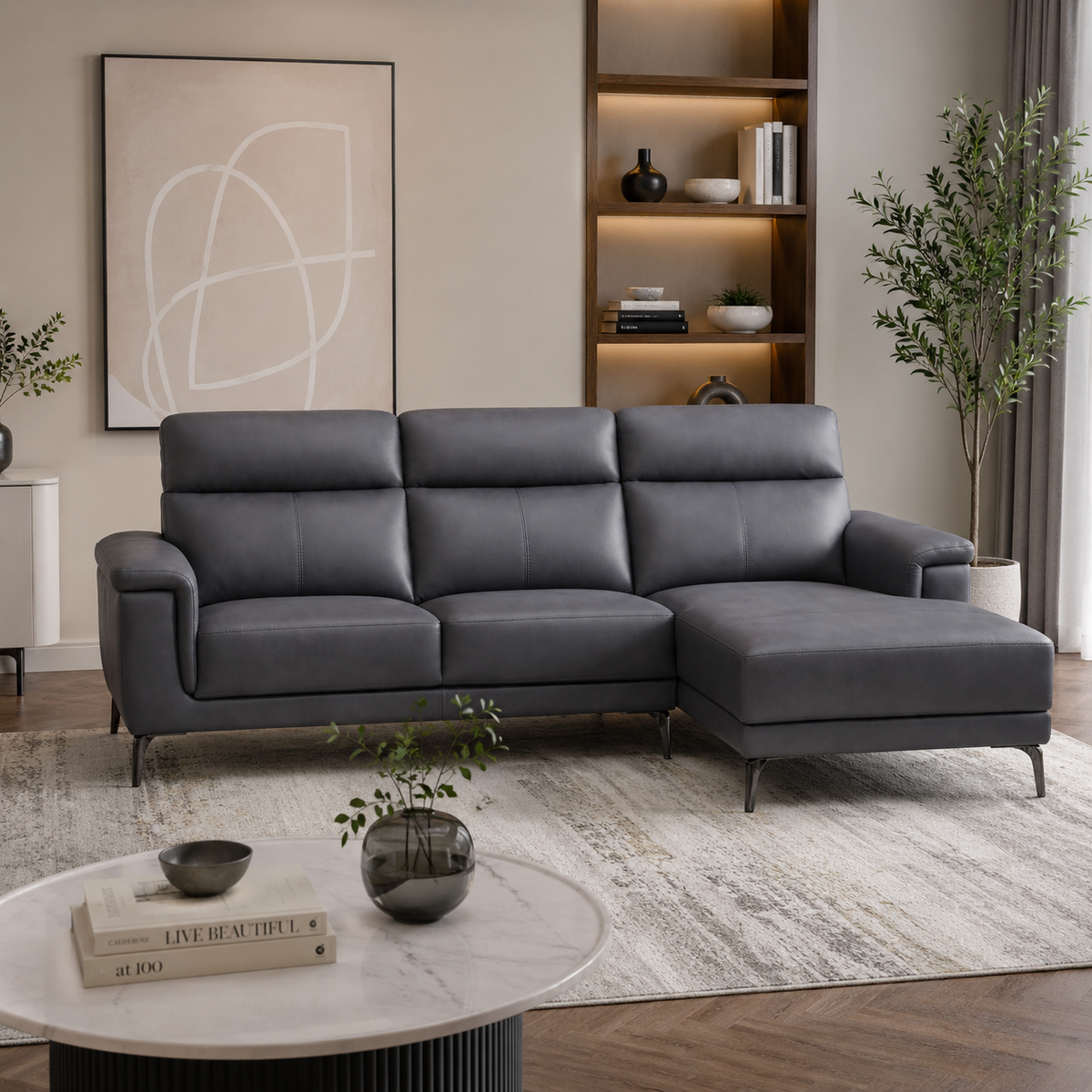 Denmark 3 Seater Right Hand Facing Chaise - Graphite