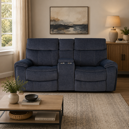 Springhill 2 Seater with Console Fabric Electric Recliner- Grey