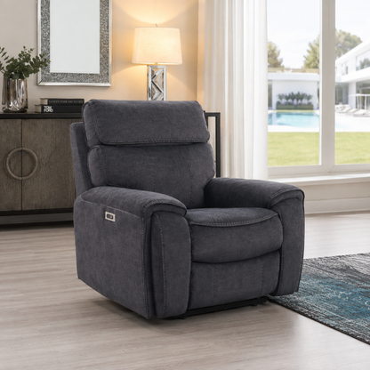 Springhill 1 Seater Fabric Electric Recliner- Grey