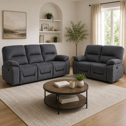 Abbeydale 3+2 Manual Recliner with Dropdown Table  - Grey