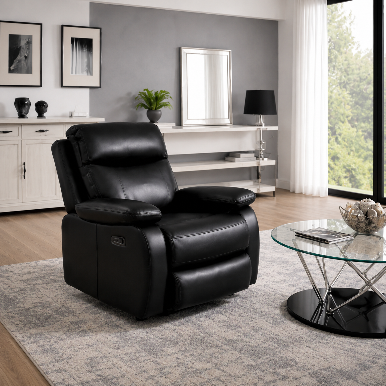 Barnhill 1 Seater Leathair - Black