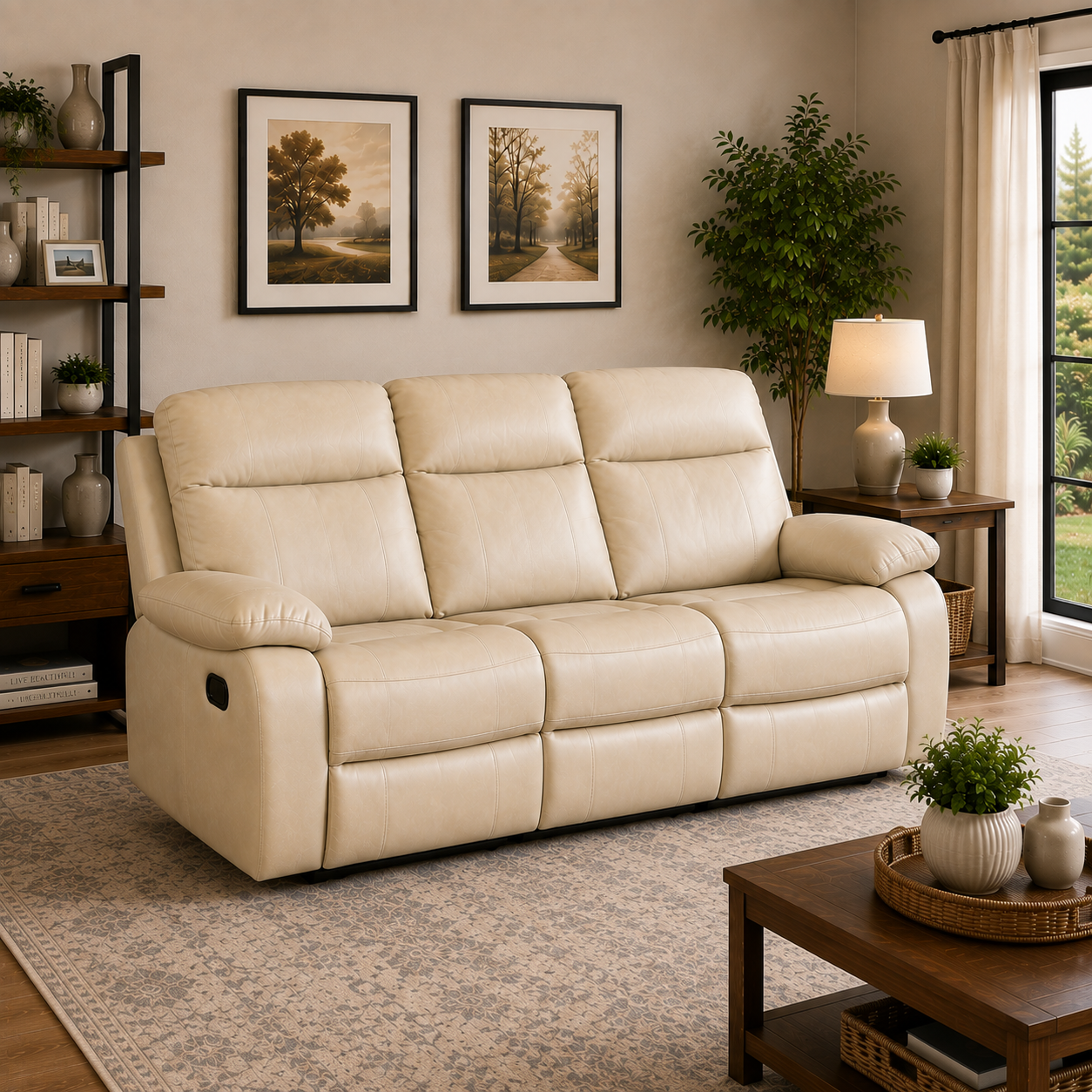 Barnhill 3 Seater Leathair Suite - Beige