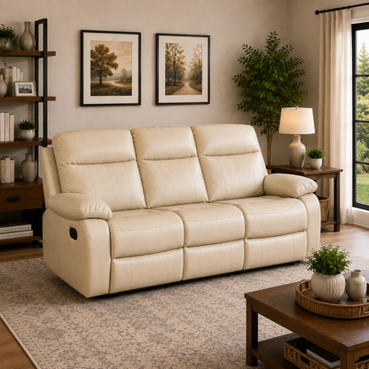 Barnhill 3 Seater Leathair Suite - Beige