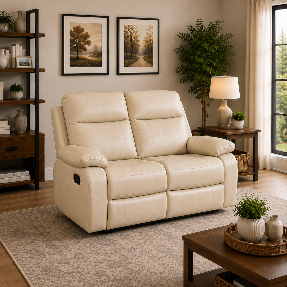 Barnhill 2 Seater Leathair Suite - Beige