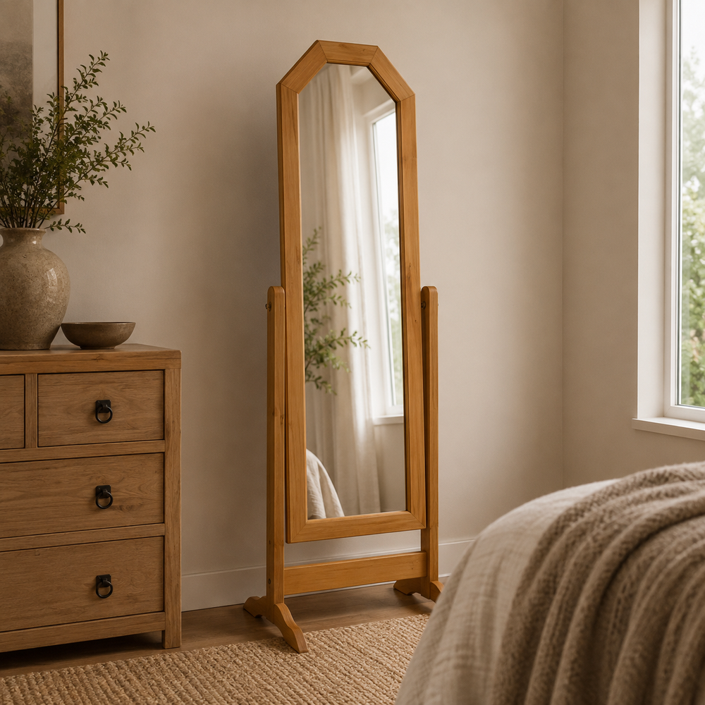 Sol Floor Standing Cheval Mirror - Light Antique