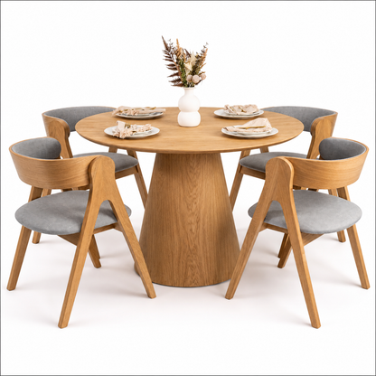 Darcy Solid Oak Chair with Angular Legs and Upholstered Detailing - Natural (x2)