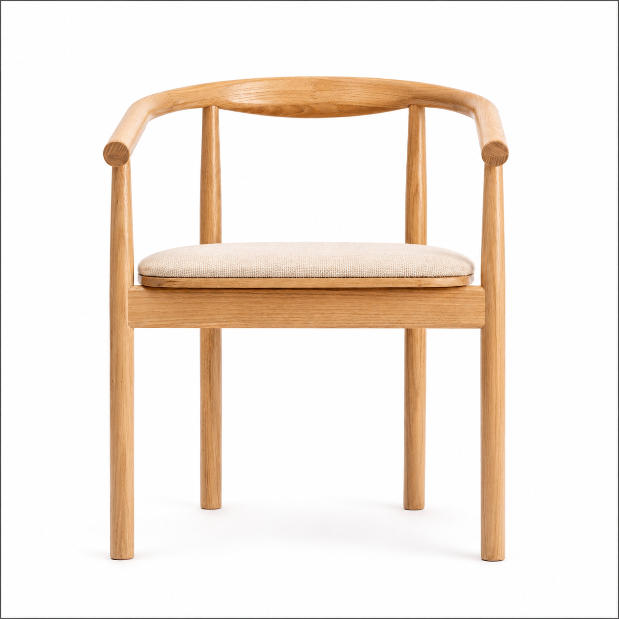 Fern Solid Oak Chair with Curved Backrest and Upholstered Seatpad - Natural (x2)