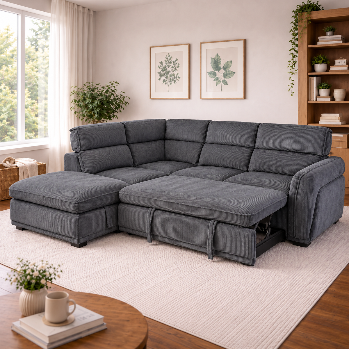 Portballo Corner Suite with Pull out Bed and Ottoman LHF  - Grey