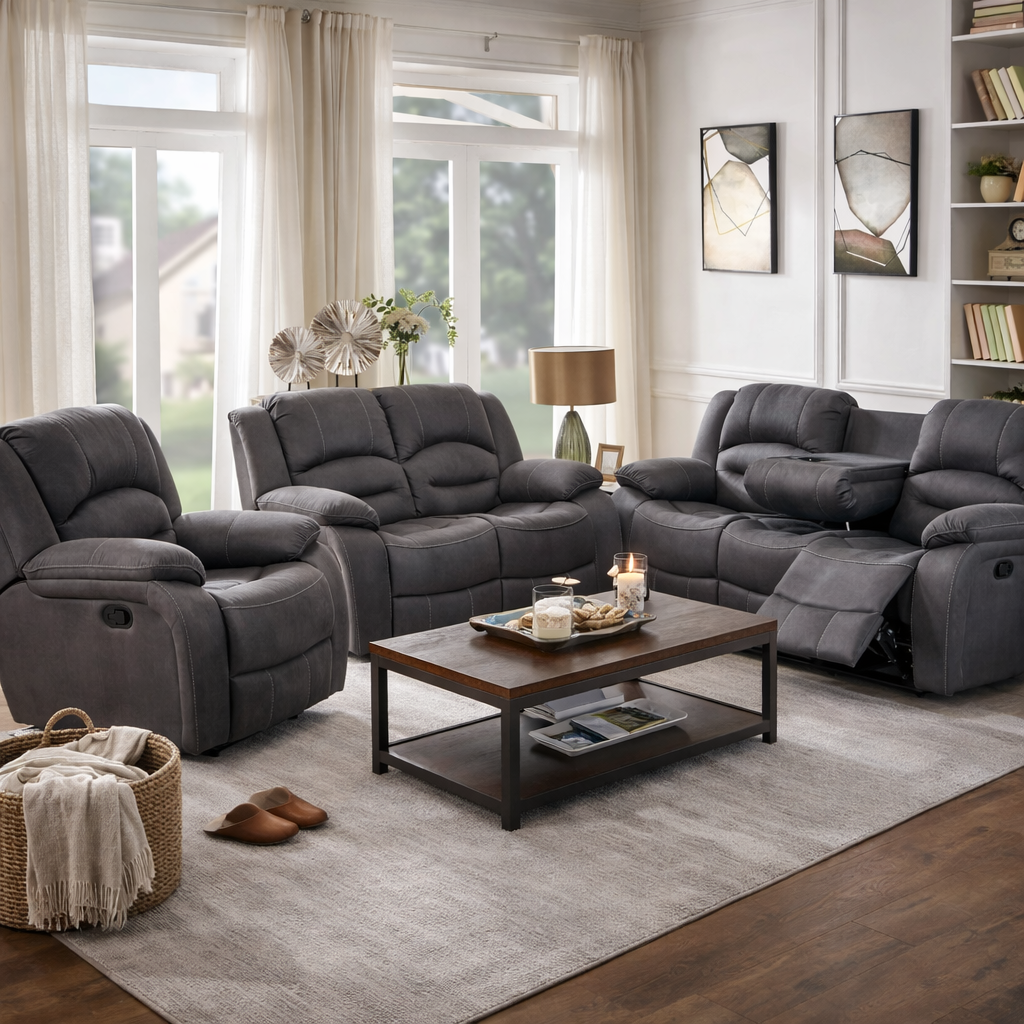 Annfield 2 Seater Fabric Manual Recliner- Slate Navy