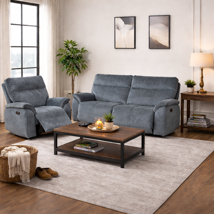 Ashtown 1 Seater Fabric Recliner Suite - Dark Grey