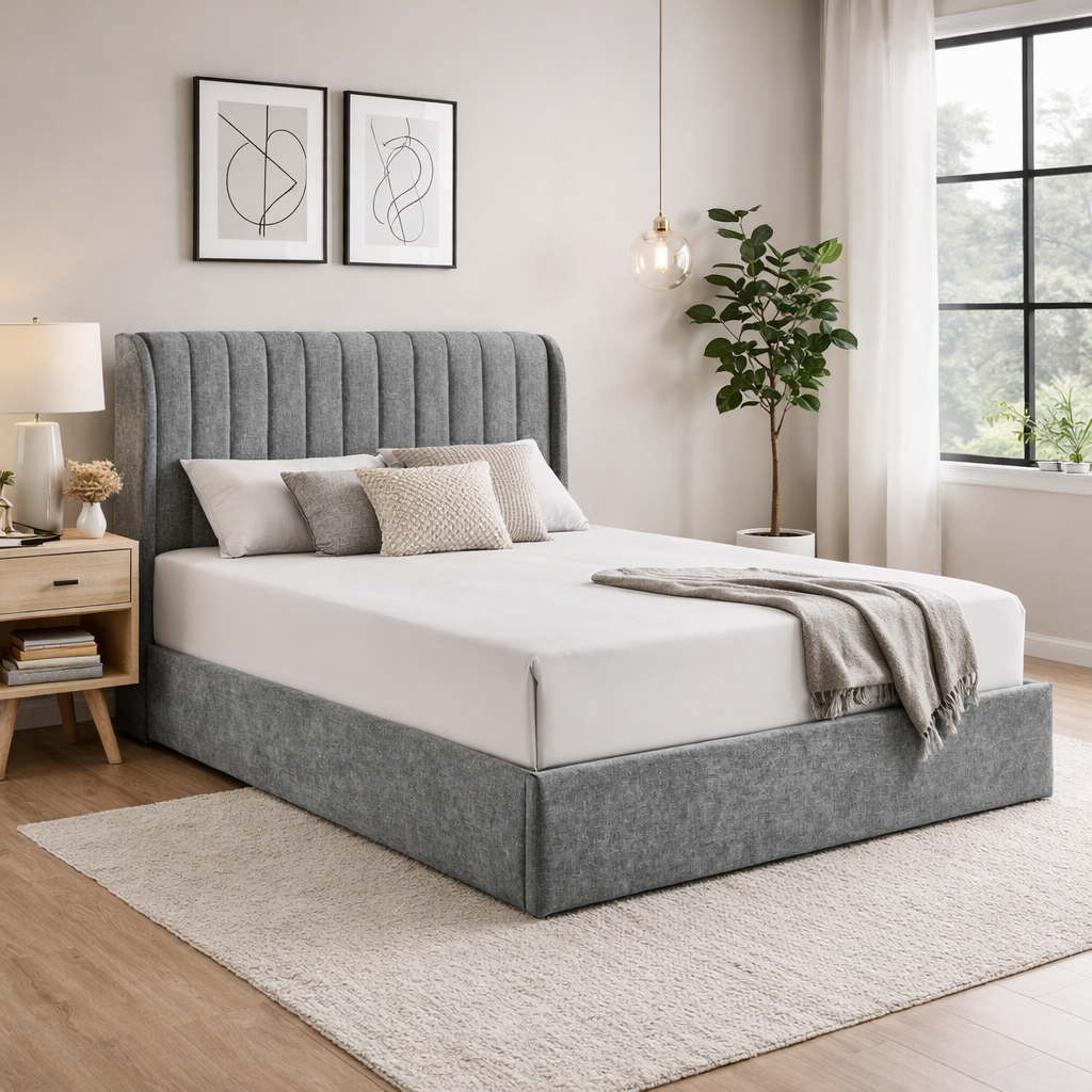 Frida 4ft Gas Lift Storage Small Double Bed Grey by Honey B