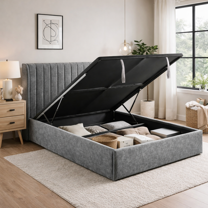Frida 4ft Gas Lift Storage Small Double Bed Grey by Honey B