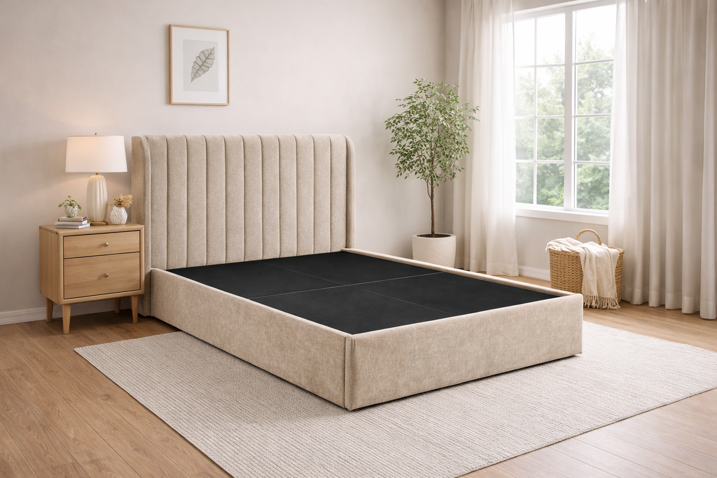 Frida 5ft  Gas Lift Storage King Size Bed Beige by Honey B