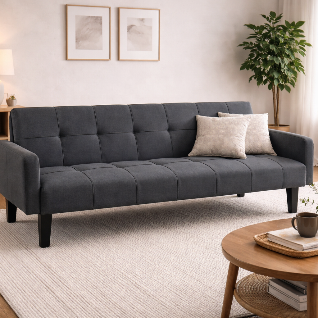 Levine Dark Grey Fabric 3 Seater Sofabed