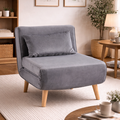 Valley Single Futon Sofa Bed - Grey Velvet
