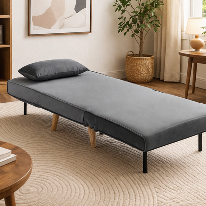 Valley Single Futon Sofa Bed - Grey Velvet