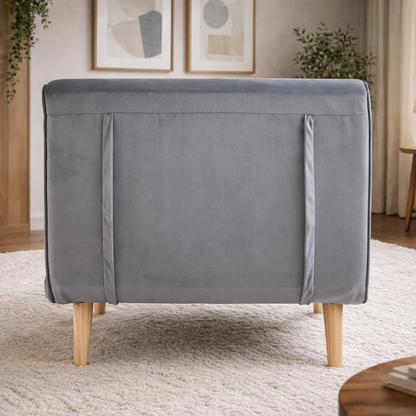 Valley Single Futon Sofa Bed - Grey Velvet
