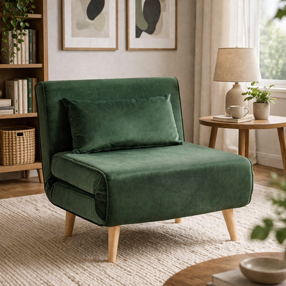 Valley Single Futon Sofa Bed - Green Velvet