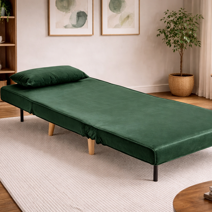 Valley Single Futon Sofa Bed - Green Velvet