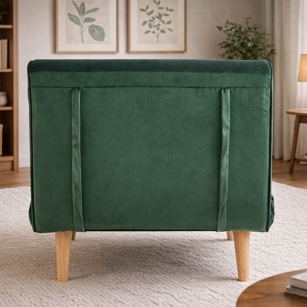 Valley Single Futon Sofa Bed - Green Velvet