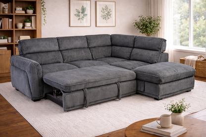 Portballo Corner Suite with Pull out Bed and Ottoman - Grey