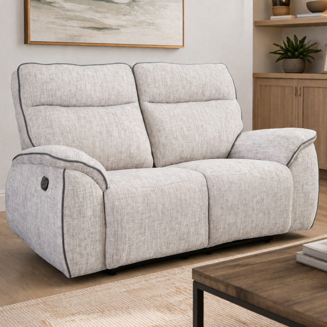 Ashtown 3+2 Fabric Recliner Suite - Light Grey