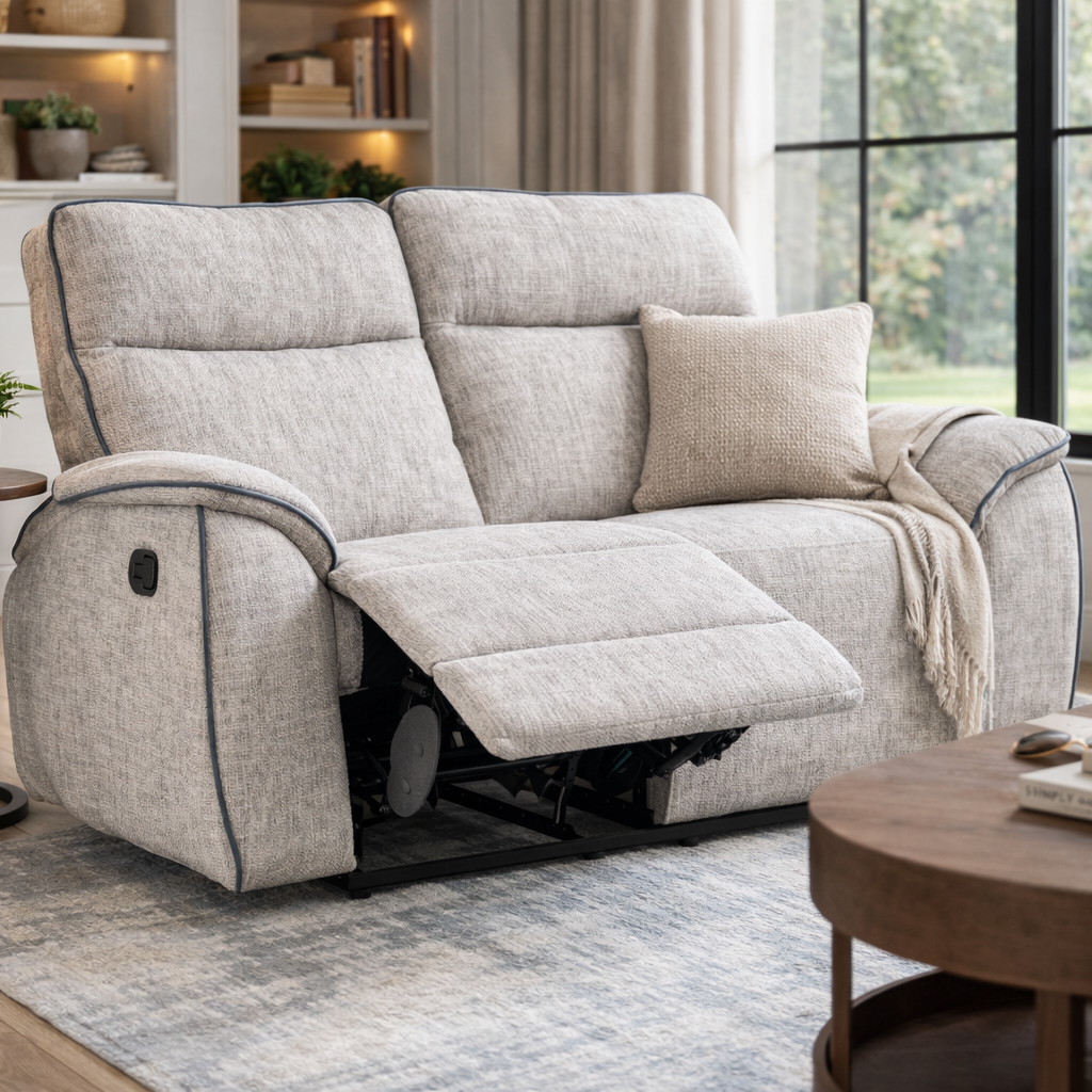 Ashtown 3+2 Fabric Recliner Suite - Light Grey