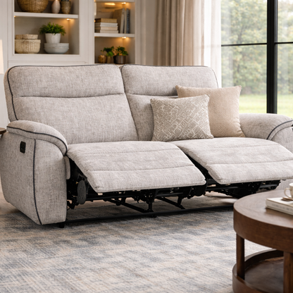 Ashtown 3+2 Fabric Recliner Suite - Light Grey
