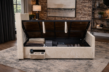 Clara 3ft Single Storage Bed - Beige