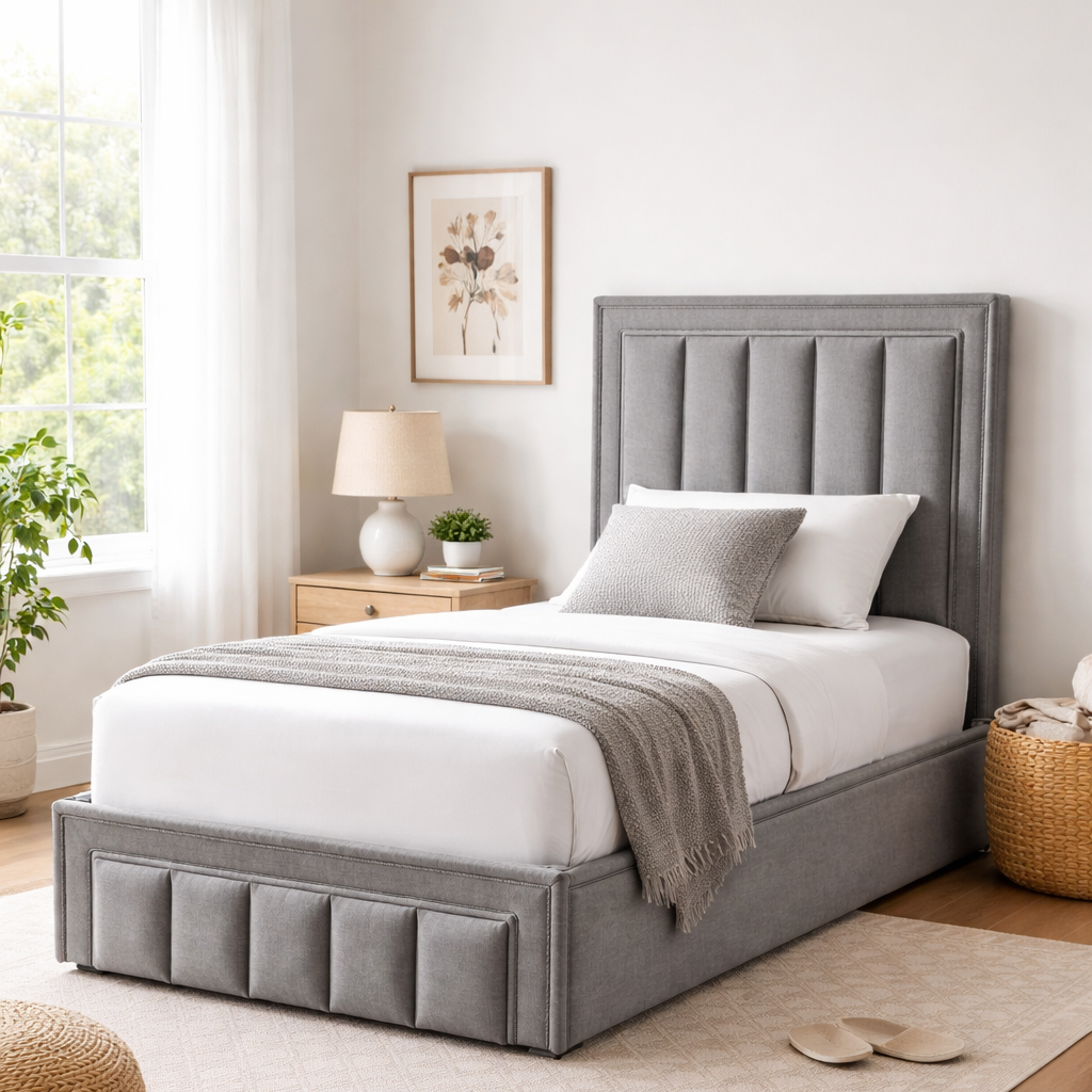 Amelia 4ft6 Double Storage Bed Grey by Honey B