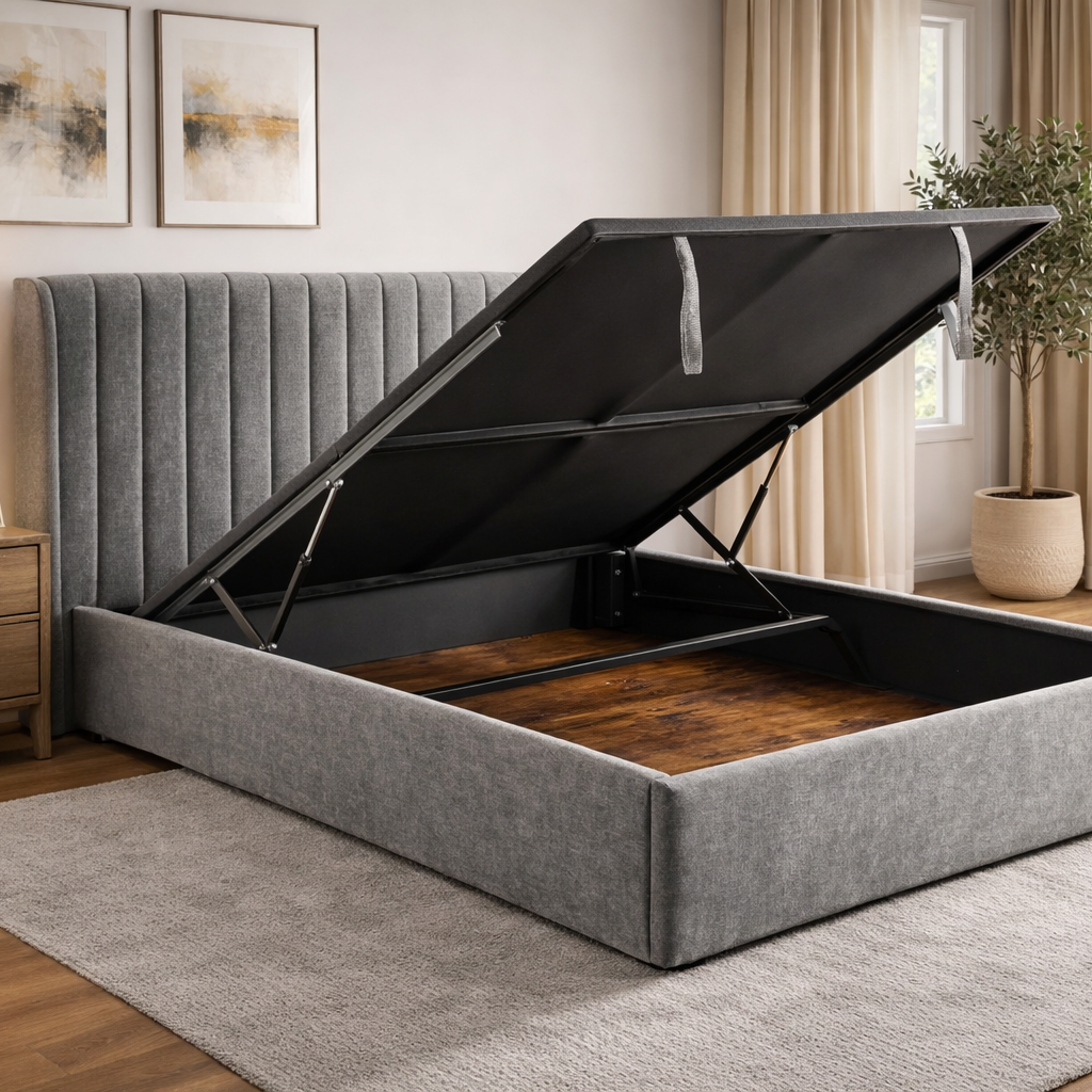 Frida 3ft Gas Lift Storage Single Bed Grey by Honey B
