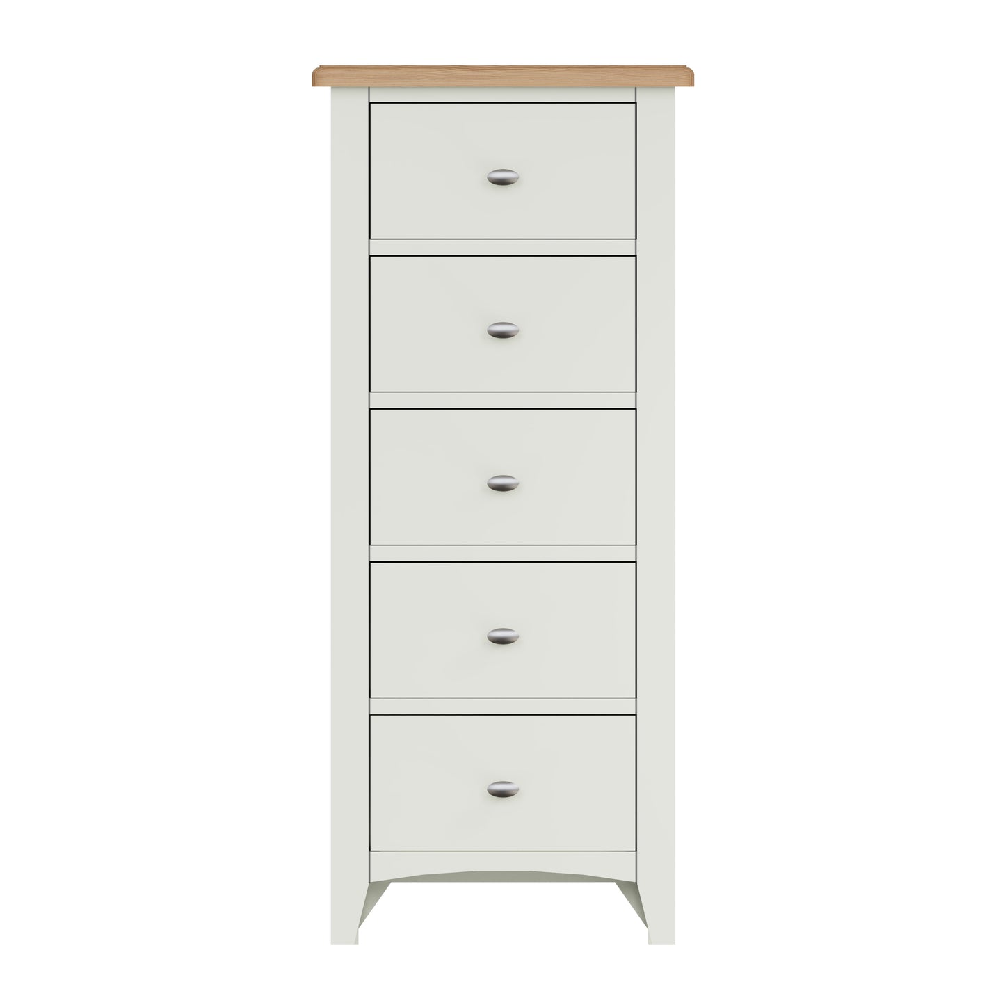 Geras White 5 Drawer Narrow Chest of Drawers