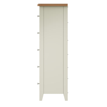 Geras White 5 Drawer Narrow Chest of Drawers