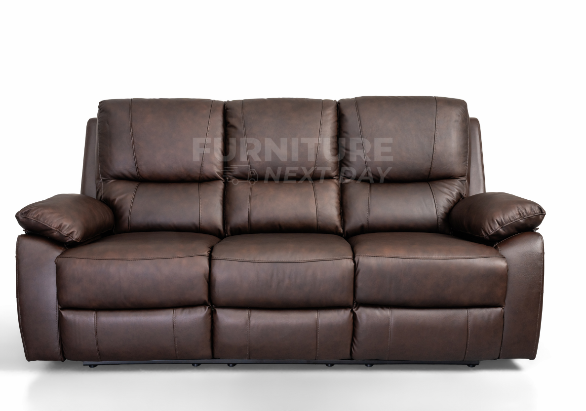 Galway 3RR + 2RR Seater Leather Manual Recliner-Brown