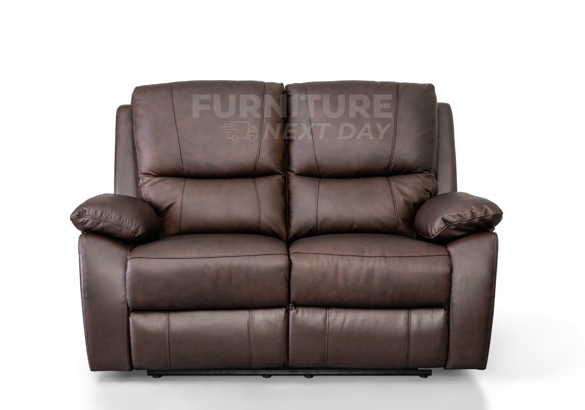 Galway 3RR + 2RR Seater Leather Manual Recliner-Brown