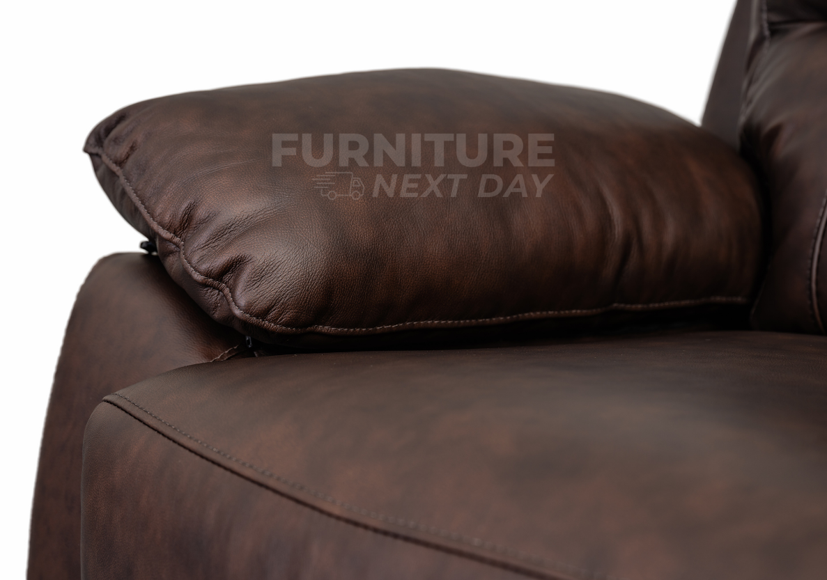 Galway 3RR + 2RR Seater Leather Manual Recliner-Brown