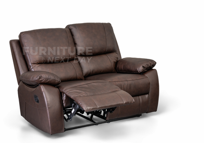 Galway 3RR + 2RR Seater Leather Manual Recliner-Brown