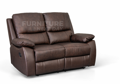 Galway 3RR + 2RR Seater Leather Manual Recliner-Brown
