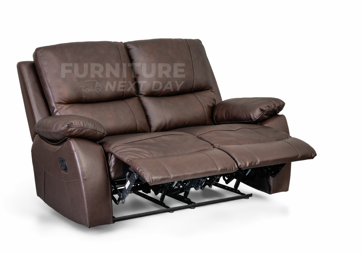 Galway 3RR + 2RR Seater Leather Manual Recliner-Brown