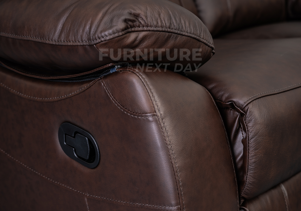 Galway 3RR + 2RR Seater Leather Manual Recliner-Brown