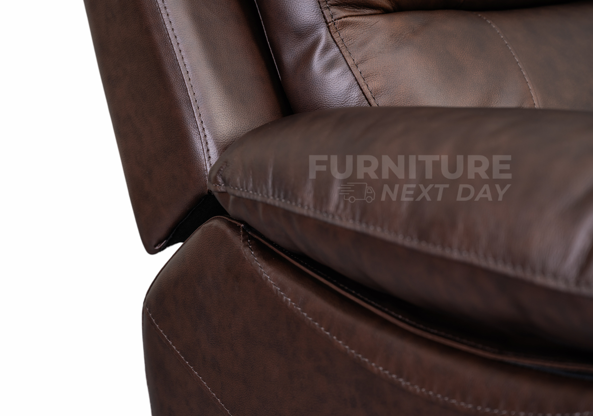 Galway 3RR + 2RR Seater Leather Manual Recliner-Brown