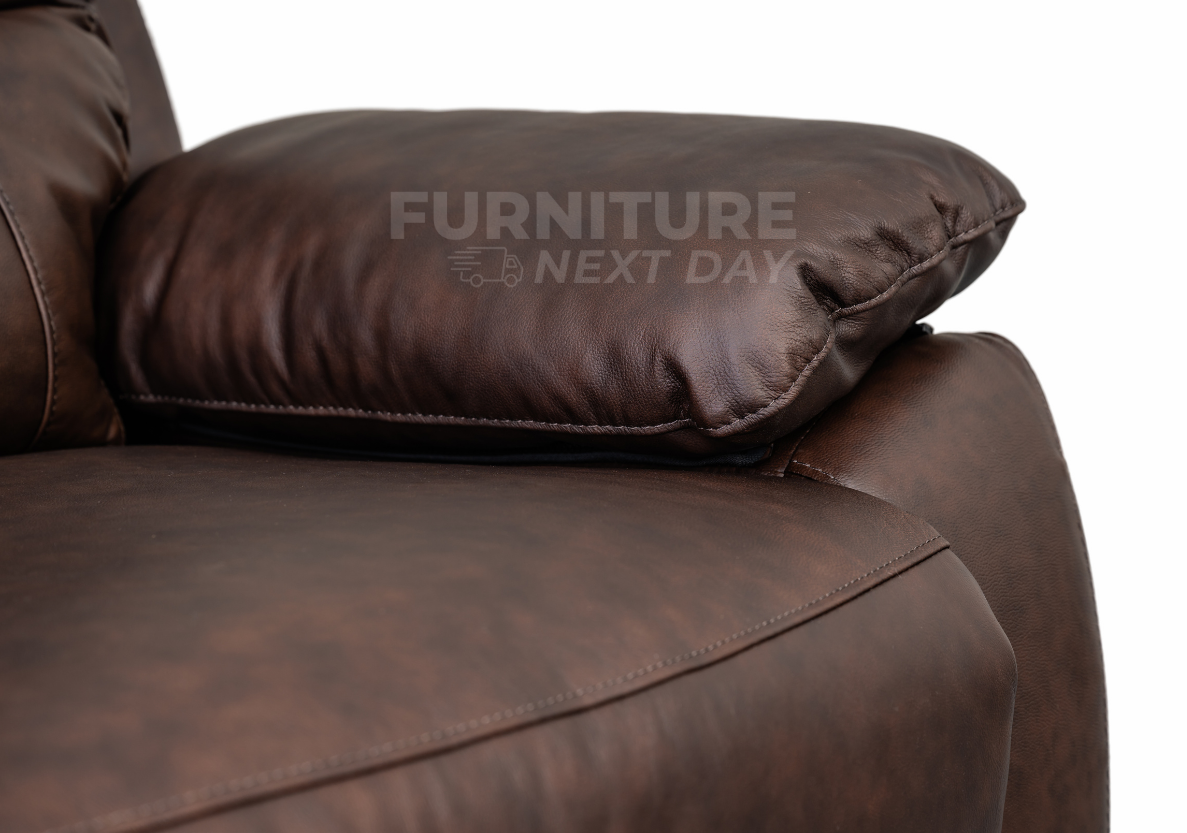 Galway 3RR + 2RR Seater Leather Manual Recliner-Brown